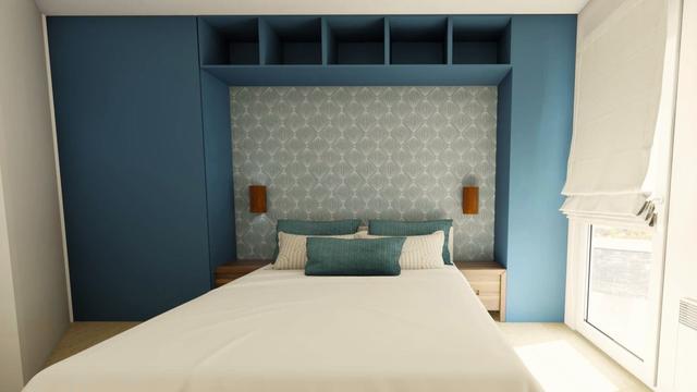 Et pour bien terminer la semaine voici la version choisie pour la chambre parentale avec placard sur mesure.