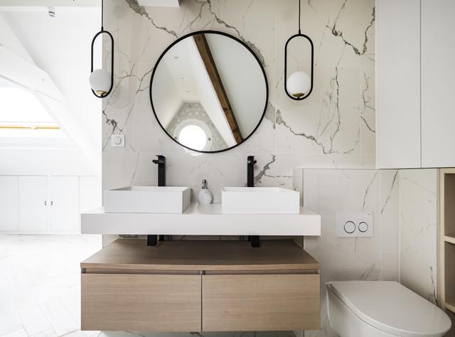 Meuble double vasque réalisé sur mesure.